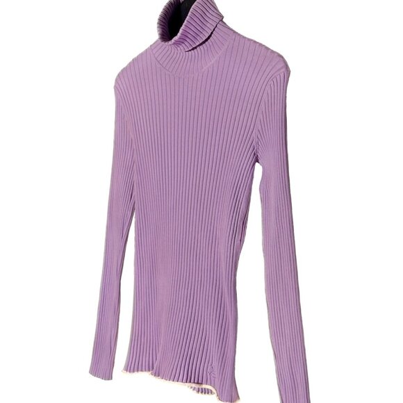 Louis Vuitton 2015 Lavender Purple LV Logo Ribbed Turtleneck Sweater - Picture 2 of 7